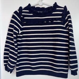 Baby Gap Navy and White Stripe Sweater with Ruffle Girl’s Size 4T Cotton Blend